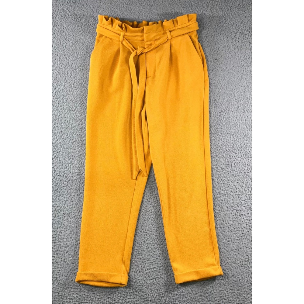 Paperbag High Waist Pants Women M Mustard Yellow Office Siren Career Academia